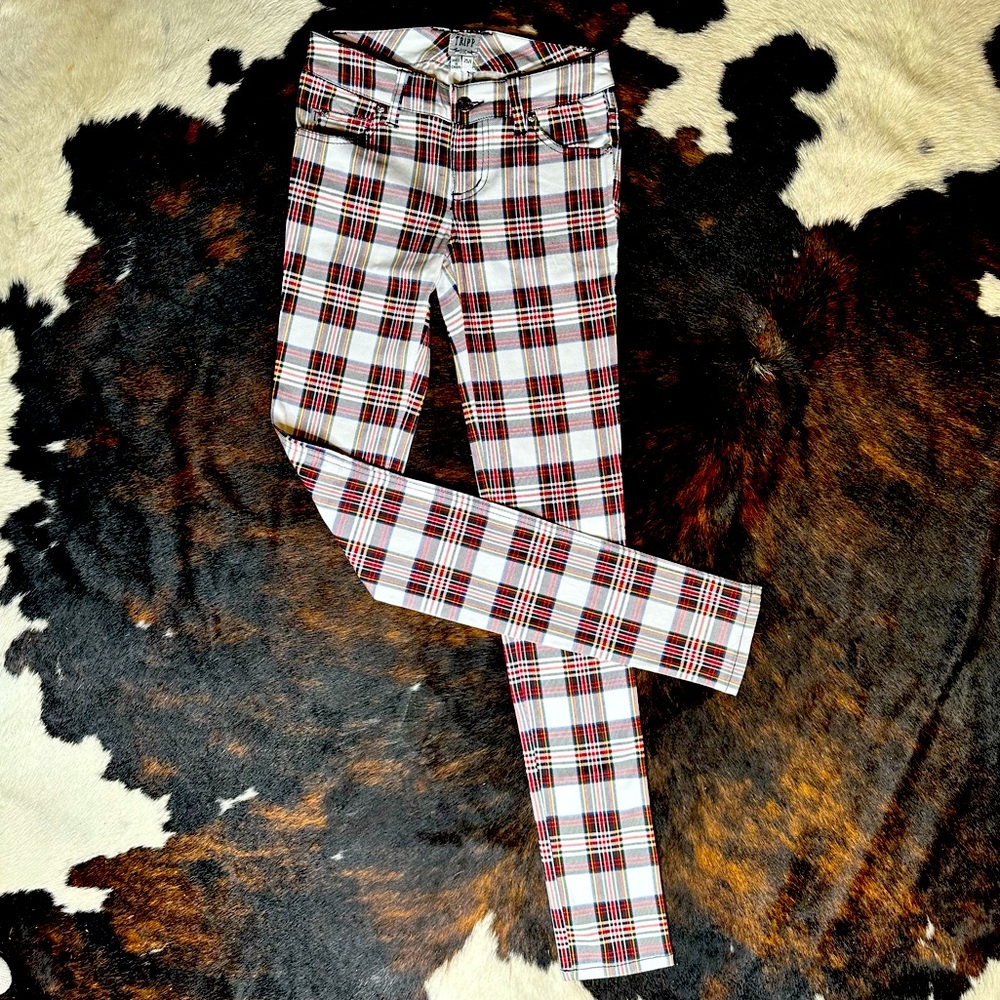TRIPP NYC TARTAN PLAID STRETCH PANTS SZ 25 NWOT